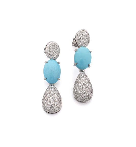 "LA LOLLO" - 18KT WHITE GOLD - TURQUOISE CABOCHONS