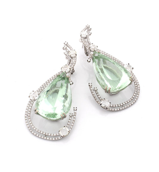 "PEACOCK FEATHERS" - 18KT WHITE GOLD - GREEN BERYL