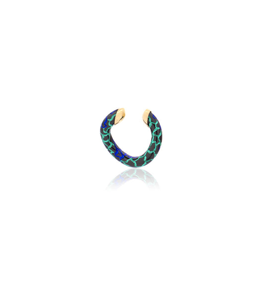 "MARJ" - EAR CUFFS - 18KT GOLD - STERLING SILVER - MACULATED - BLUE/GREEN