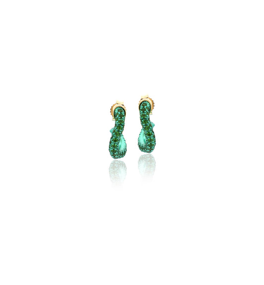 WAVE COLLECTION EARRINGS - 18KT GOLD - TSAVORITE
