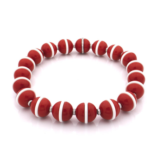 "HANNA" - 18KT WHITE GOLD - WHITE AND RED AGATE