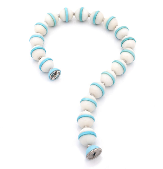 "HANNA" - 18KT WHITE GOLD - WHITE ONYX AND TURQUOISE