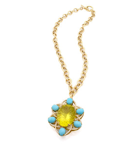 "CAPRI GALAXY" - 18KT YELLOW GOLD - CITRINE - TURQUOISE CABOCHONS