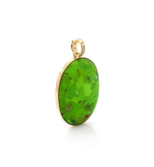 18KT YELLOW GOLD - GREEN TURQUOISE - PENDANT