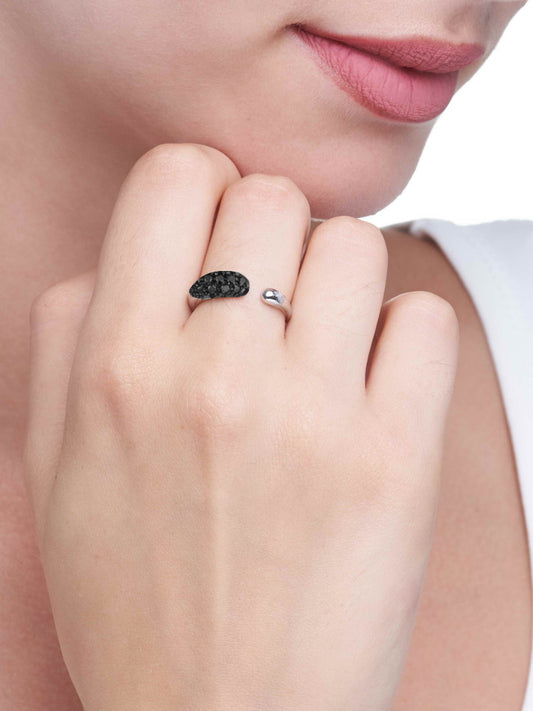 GOCCE COLLECTION - BLACK DIAMONDS RING - 18KT WHITE GOLD - SMALL