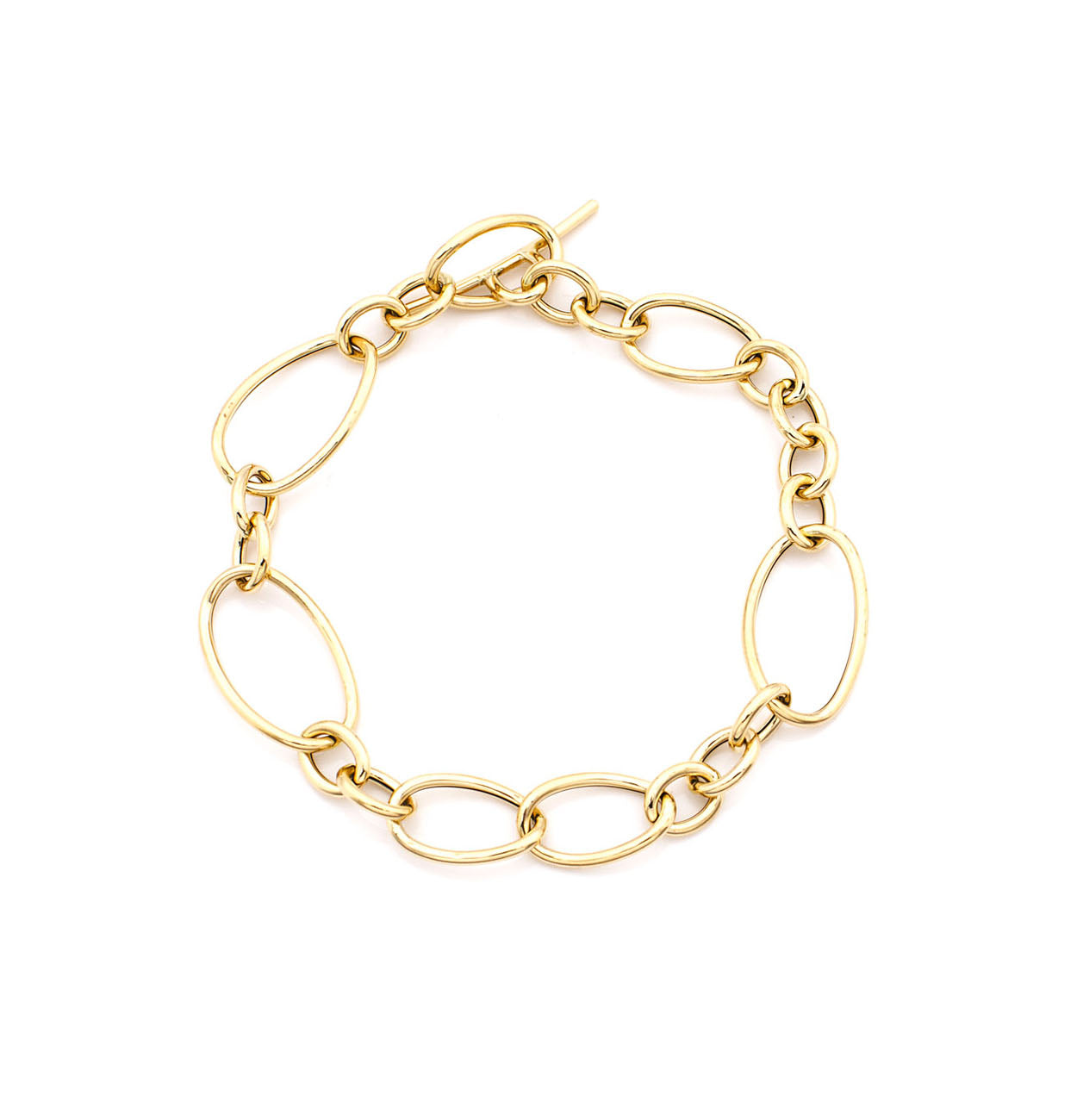 18kt Yellow Gold High Polish & Textured Paperclip Bracelet | Costco