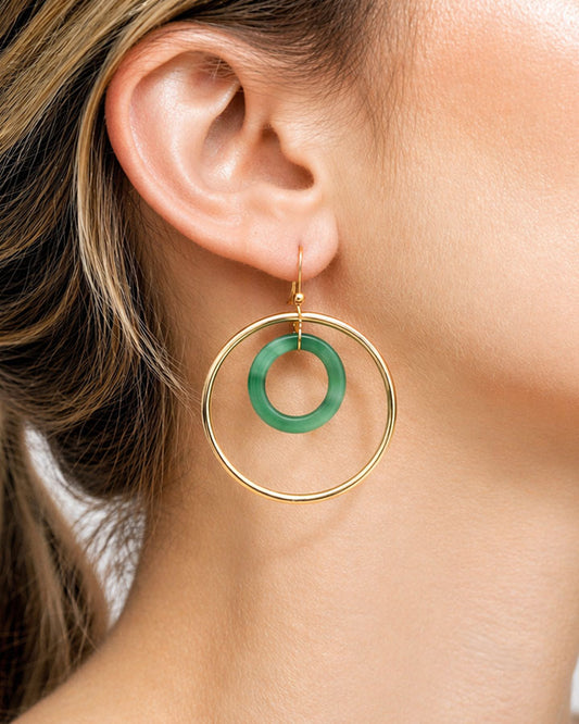 "ORBITE CAPRI" - 18KT YELLOW GOLD - GREEN AGATE LINKS