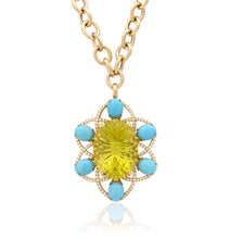 Load image into Gallery viewer, &quot;CAPRI GALAXY&quot; - 18KT YELLOW GOLD - CITRINE - TURQUOISE CABOCHONS