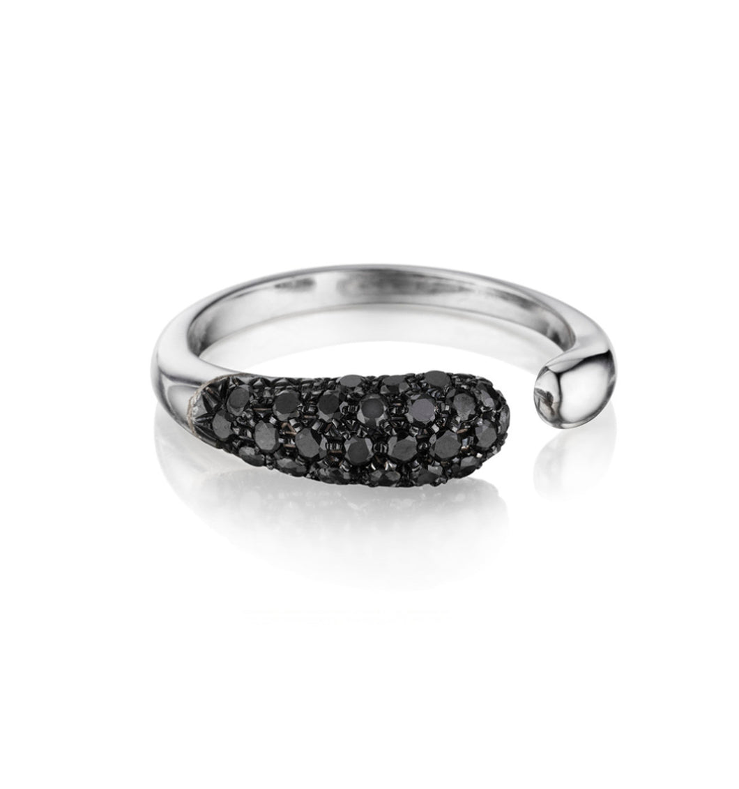 GOCCE COLLECTION BLACK DIAMONDS RING - 18KT WHITE GOLD - SMALL