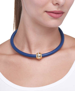 BARBARELLA COLLECTION NECKLACE - BLUE LEATHER