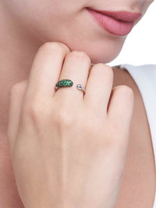 GOCCE COLLECTION TSAVORITES RING - 18KT WHITE GOLD - SMALL