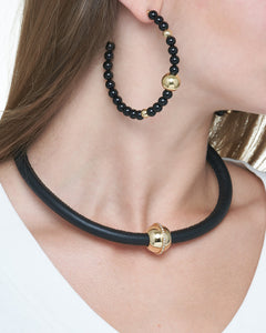 BARBARELLA COLLECTION NECKLACE - BLACK LEATHER