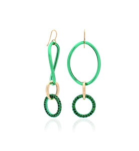 STELLA COLLECTION 18KT GOLD EARRINGS - TSAVORITE - SMALL LINK
