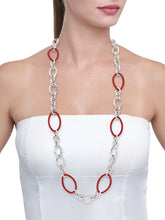 Load image into Gallery viewer, STELLA COLLECTION STERLING SILVER NECKLACE - CORAL RED