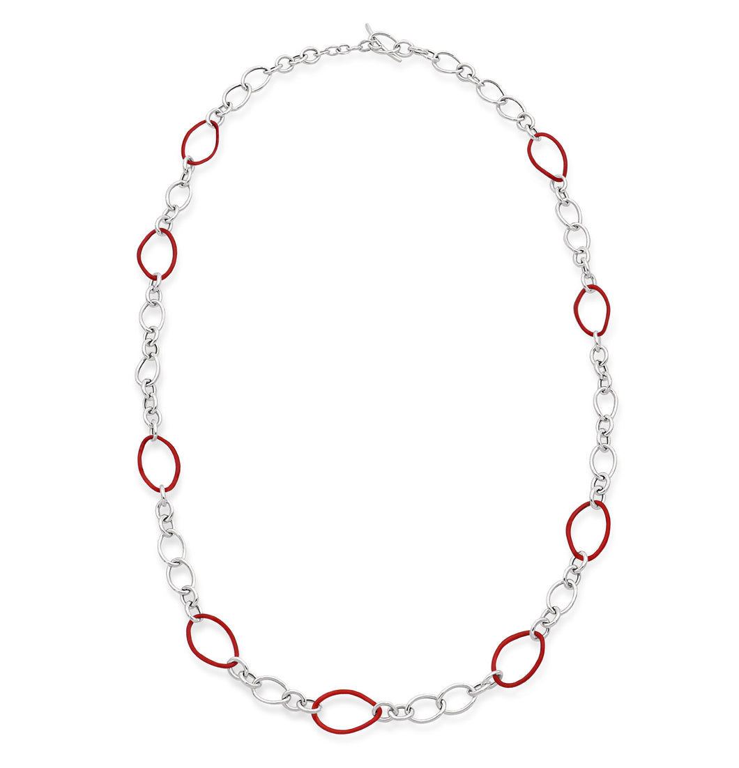 STELLA COLLECTION STERLING SILVER NECKLACE - CORAL RED