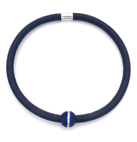 BARBARELLA COLLECTION NECKLACE - BLUE LEATHER - BLUE