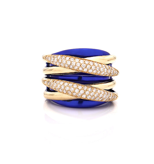 "LIZZY" - 18KT GOLD - WHITE DIAMONDS - COBALT BLUE