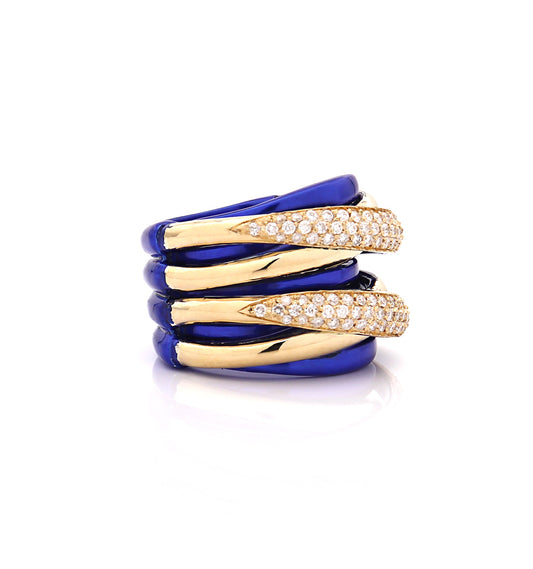 "LIZZY" - 18KT GOLD - WHITE DIAMONDS - COBALT BLUE